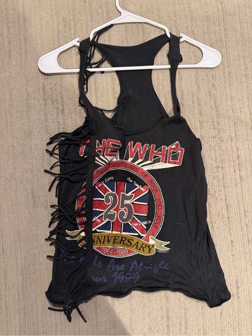The Who 25th Anniversary Black Fringe Tank Top